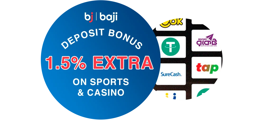 1.5% Extra Bonus on Depositing at Baji Bangladesh using particular deposit methods