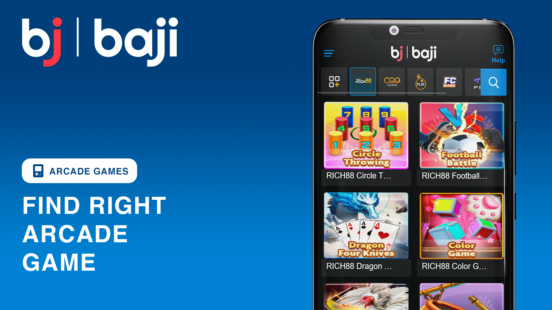 অনুসন্ধান বার বা ফিল্টার ব্যবহার করে Baji আর্কেড গেমগুলির একটি খুঁজুন