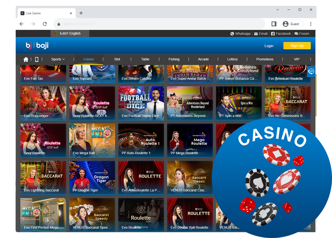 Baji ক্যাসিনো 20+ সফ্টওয়্যার প্রদানকারীর থেকে 2000 টিরও বেশি গেম অন্তর্ভুক্ত করে