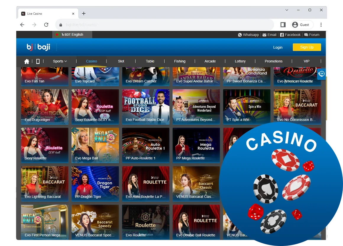 Baji Casino Includes more than 2000 games from 20+ software providers