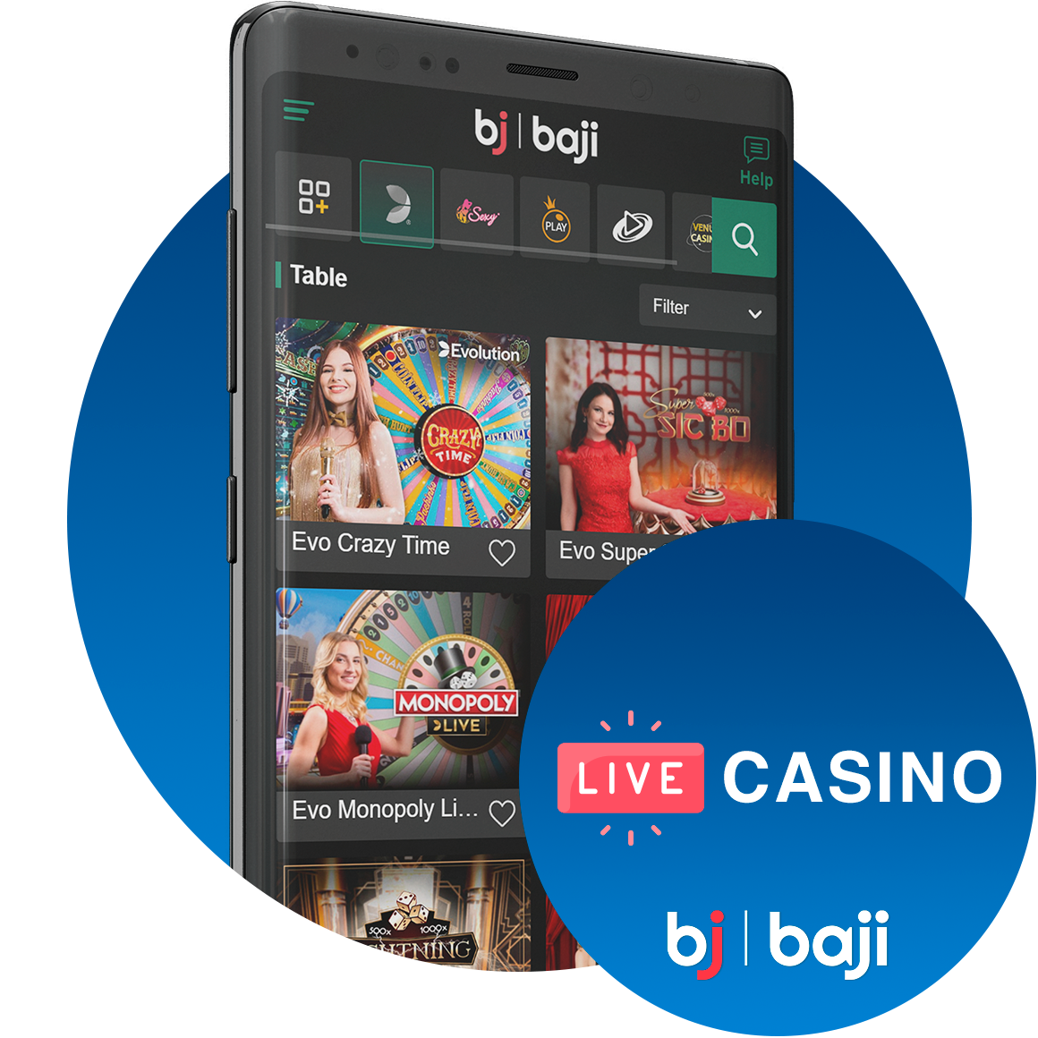 Explore more than 100+ live casino games at Baji