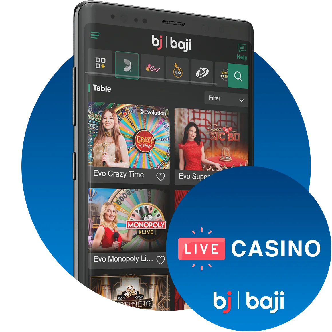 Explore more than 100+ live casino games at Baji