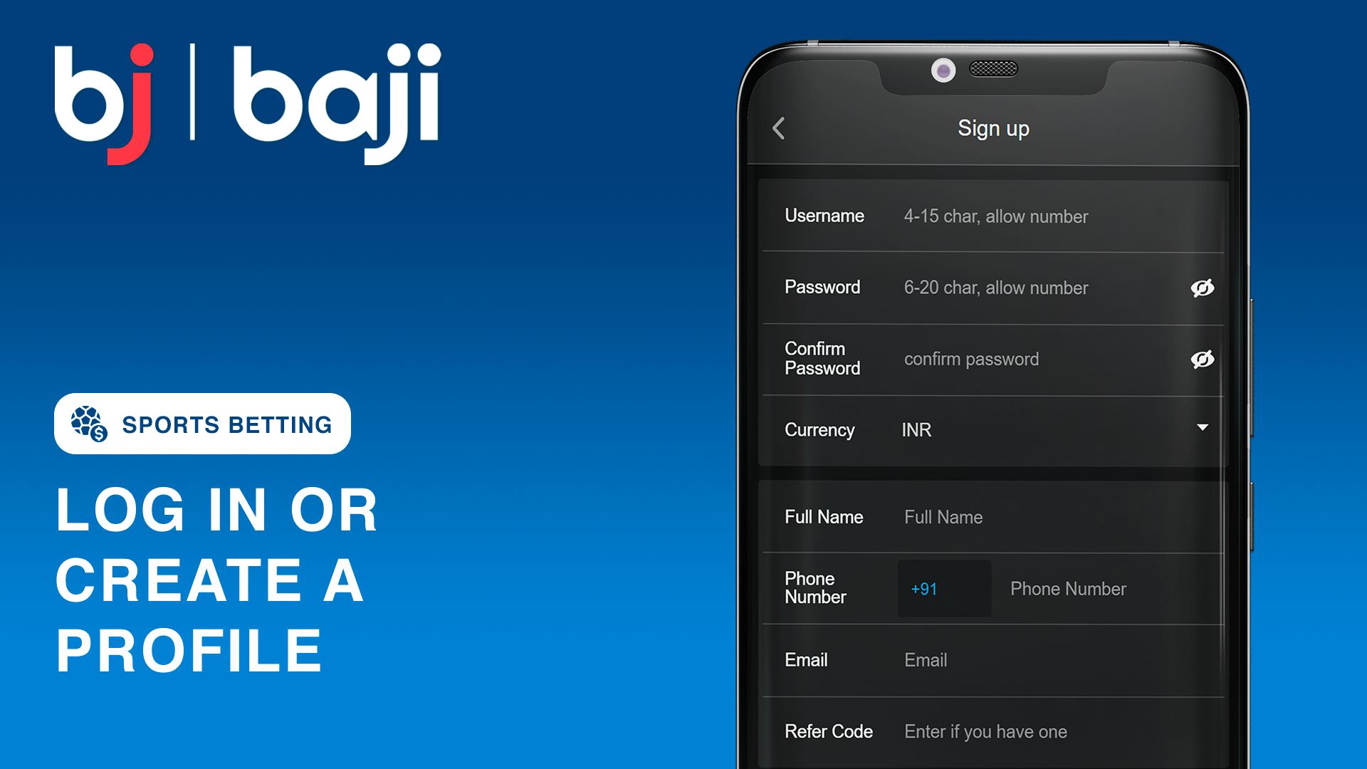 লগ ইন করুন বা Baji Bangladesh-এ বাজি ধরা শুরু করতে একটি প্রোফাইল তৈরি করুন