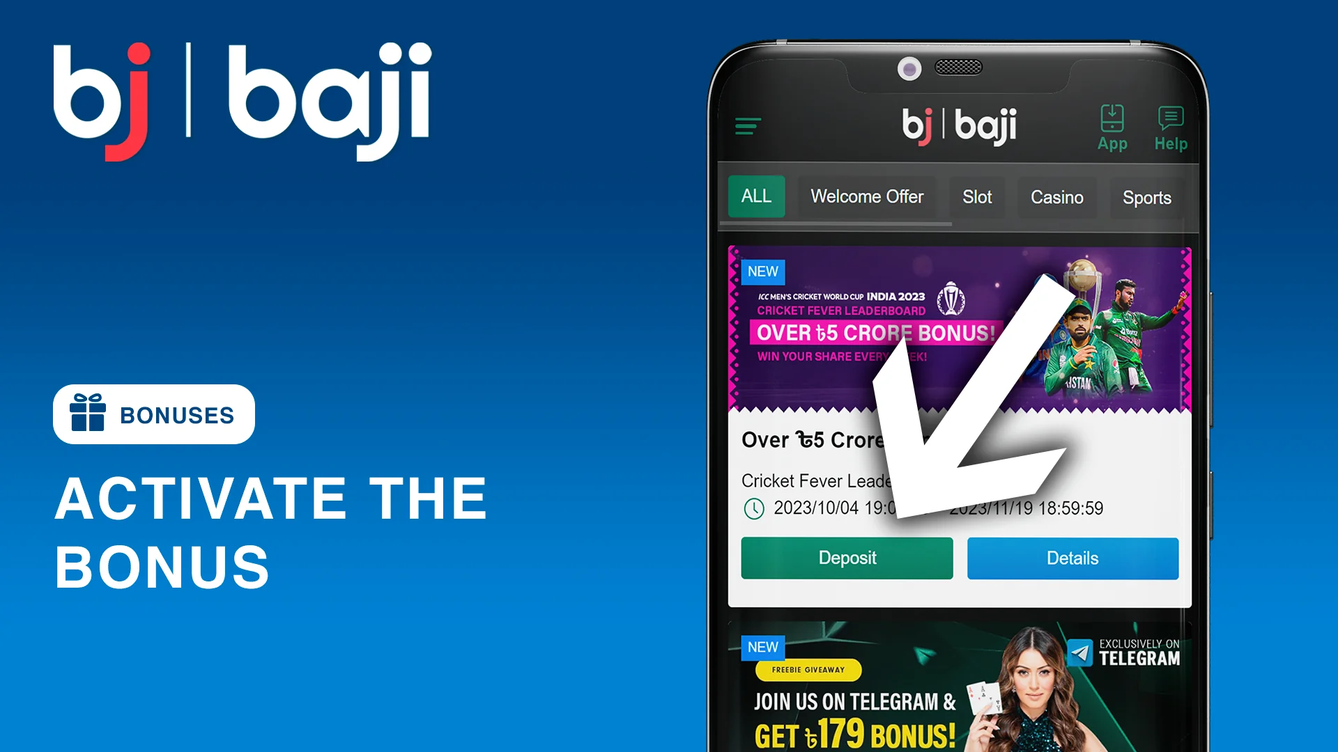 Activate Baji Bonus by Clicking green 'Activate' button