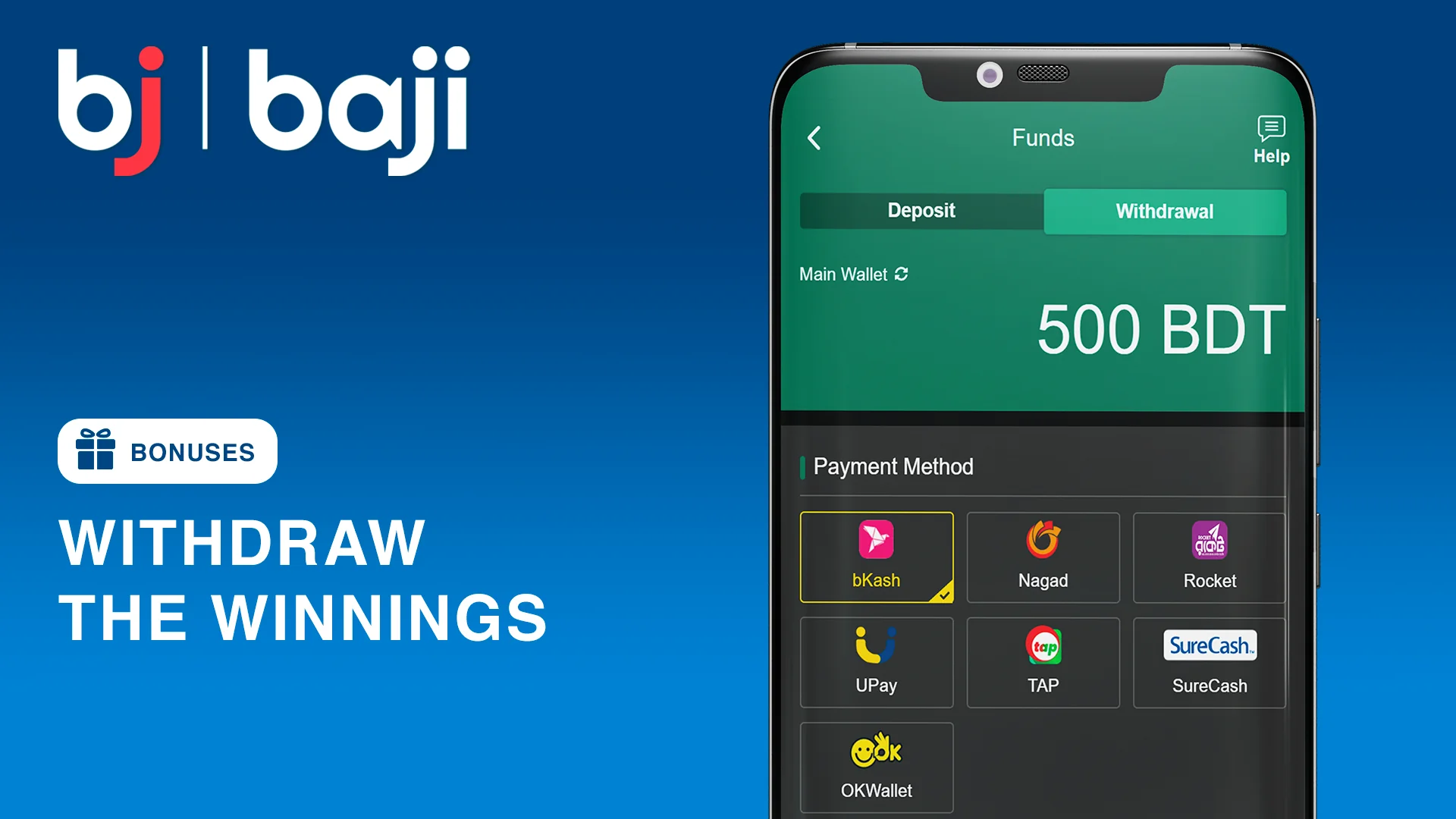 Play or Bet on Sports at Baji with Selected Bonuses and withdraw winnings