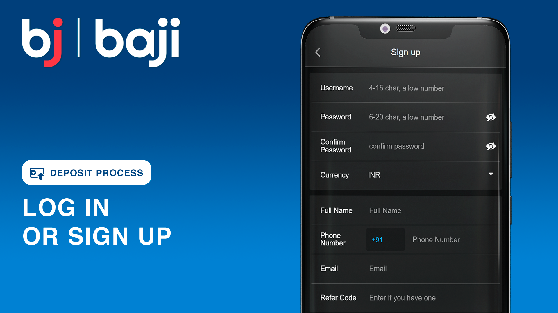লগ ইন করুন বা Baji এ সাইন আপ করুন