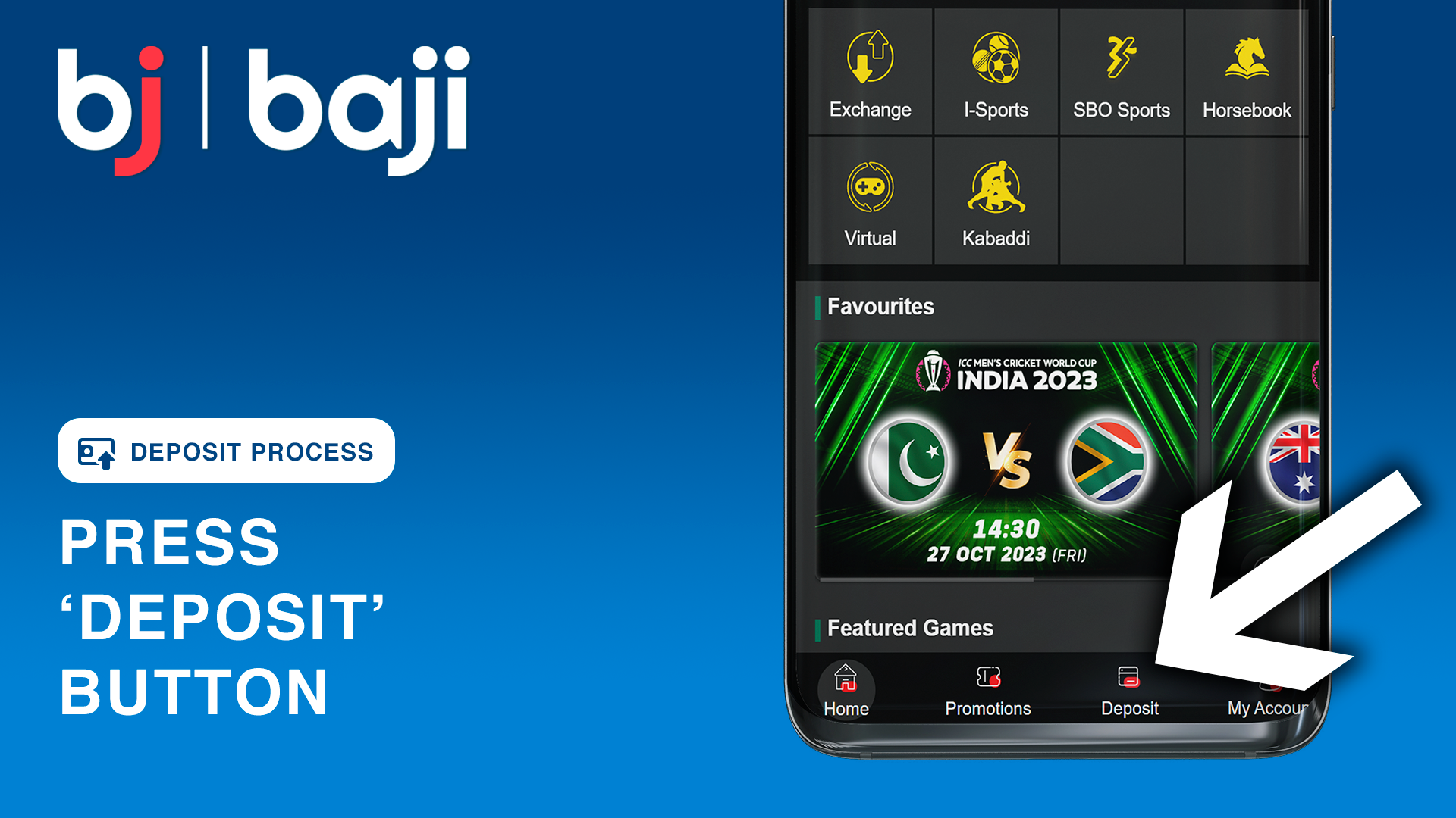 নিচের কোণায় ডিপোজিট বোতাম টিপুন - Baji Bangladesh