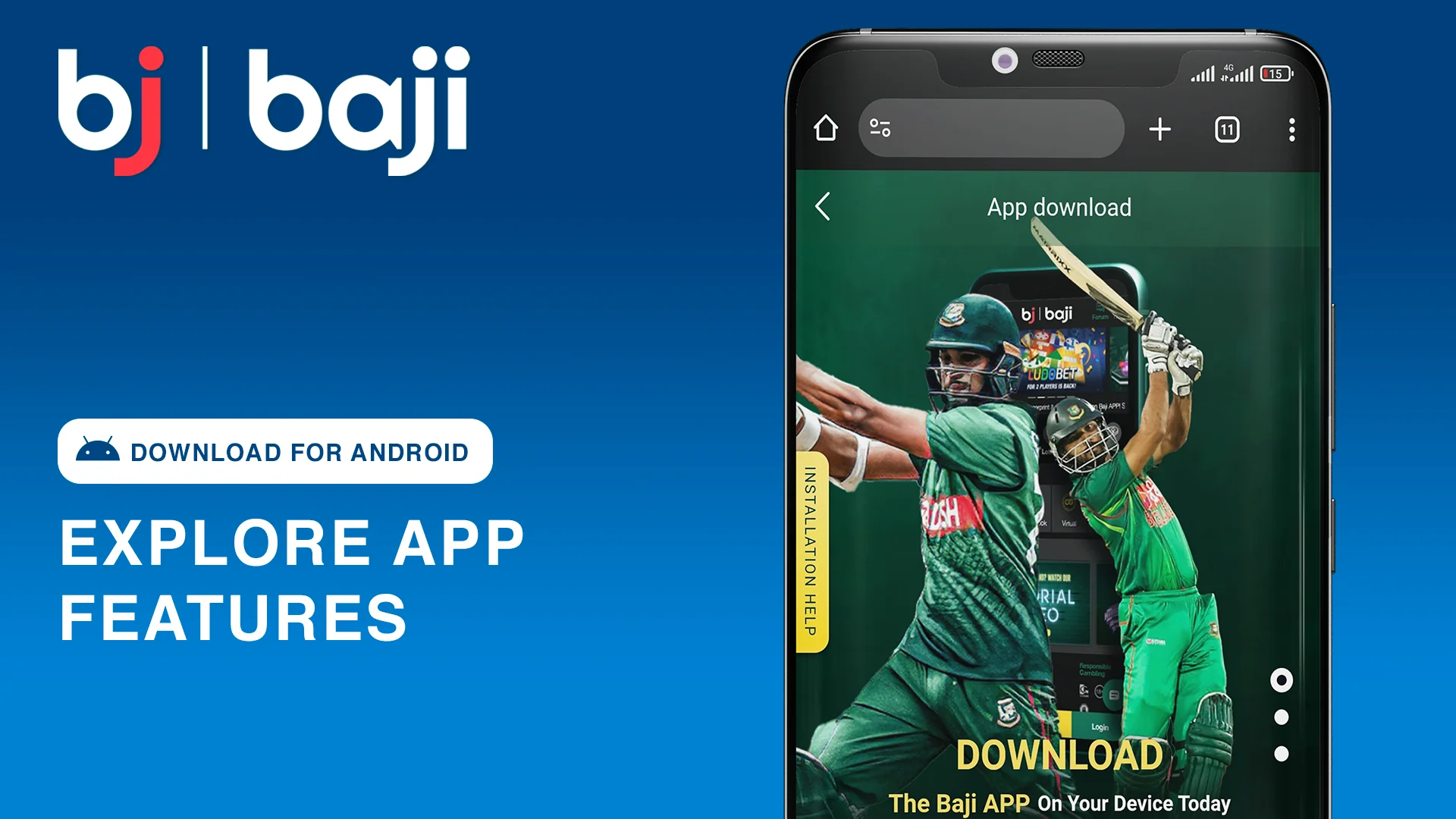 Explore Baji Android App Features presented on the page
