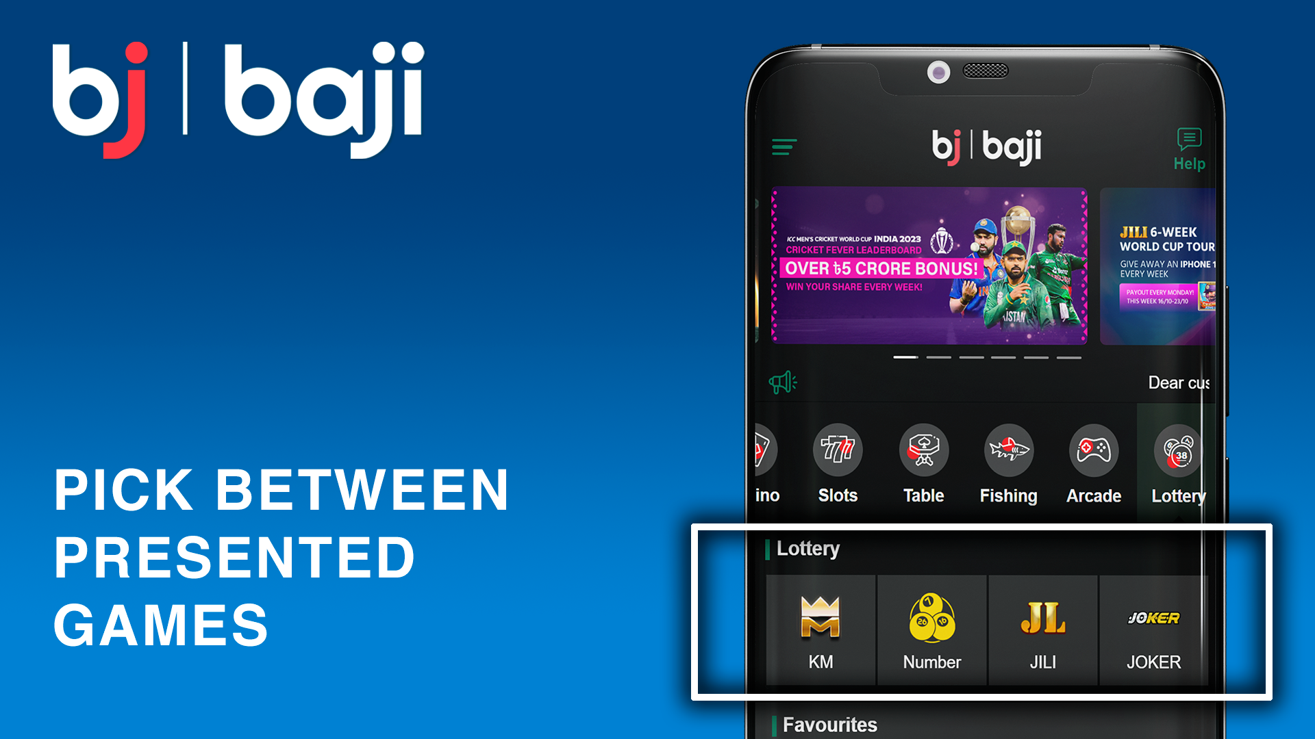 উপস্থাপিত Baji লটারি গেম প্রদানকারীদের মধ্যে চয়ন করুন