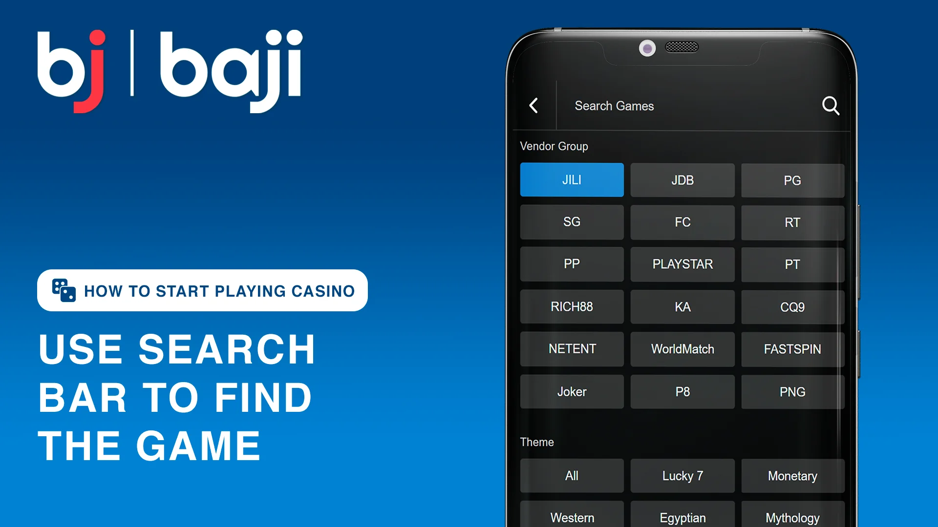 Use Search Bar to Find the Game you want to play at Baji Casino