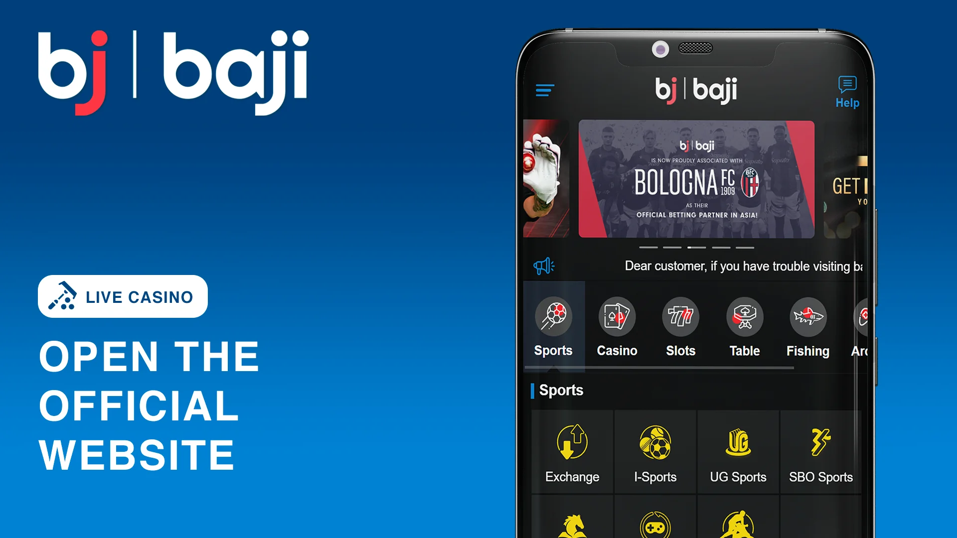 Open Official Baji Website to start Live Betting