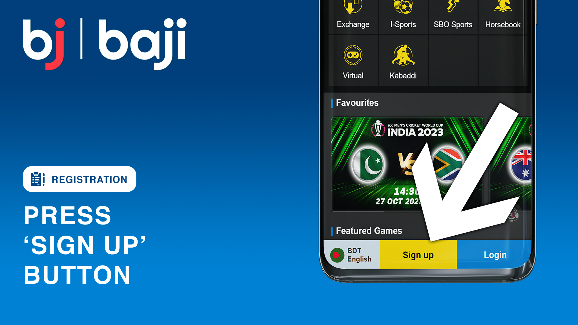 হলুদ 'সাইন আপ' বোতাম টিপুন - Baji রেজিস্ট্রেশন