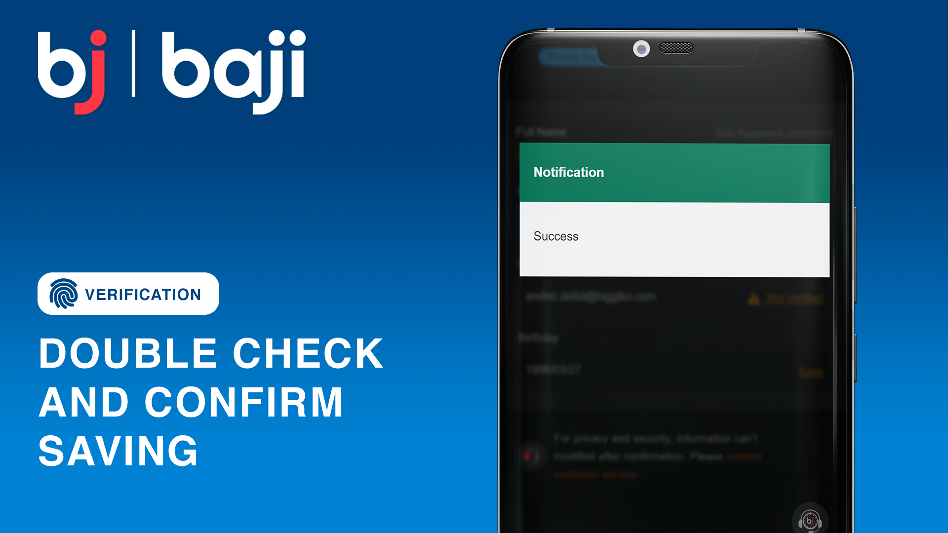 Double check the info and Finalize Verification Procedure