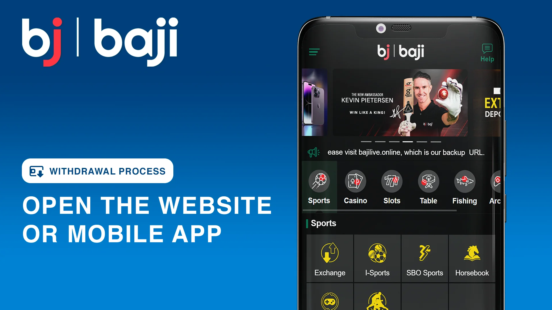 Open Baji Website or Mobile App to start withdrawal process