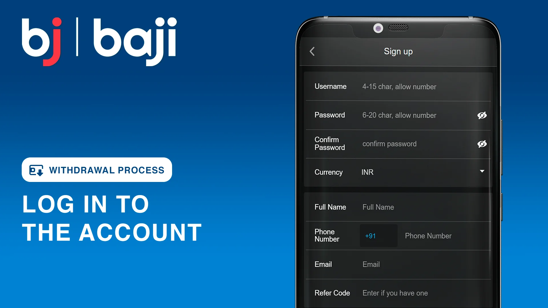 Log in to the Baji Account