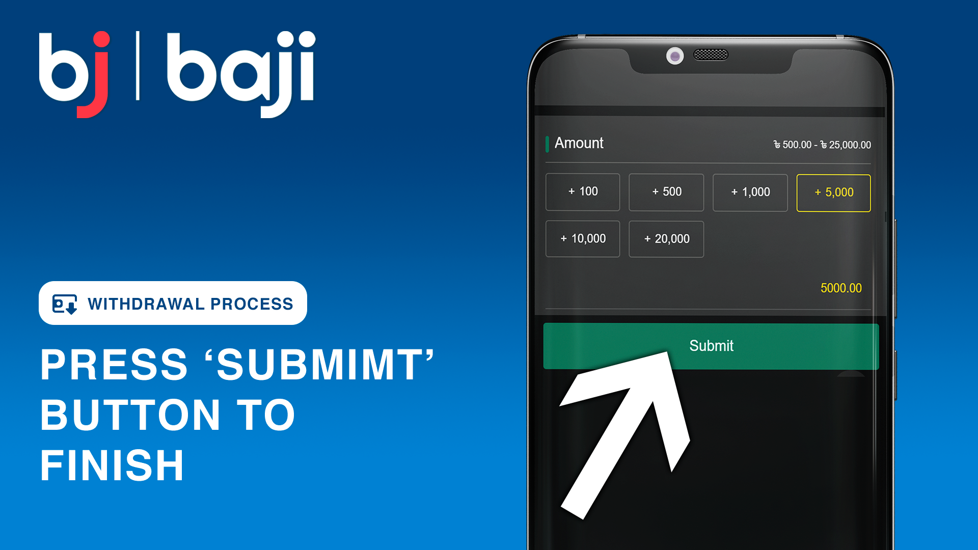 Baji ক্যাসিনোতে প্রত্যাহার প্রক্রিয়া শেষ করতে 'জমা দিন' টিপুন