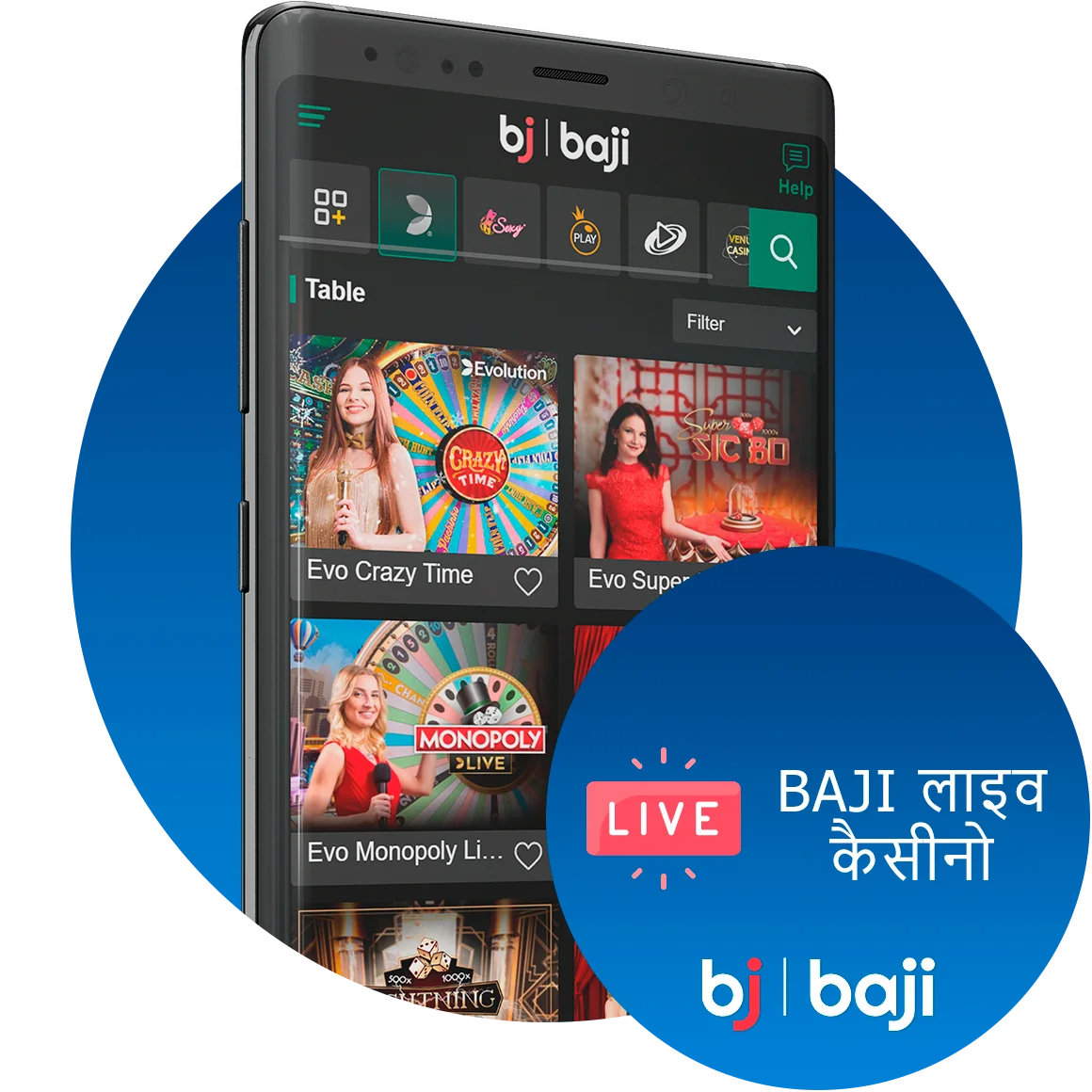 Baji पर 100 से अधिक लाइव कैसीनो गेम देखें