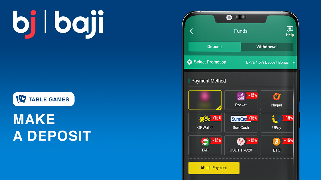 একটি ডিপোজিট করুন - Baji ক্যাসিনো বাংলাদেশ টেবিল গেমস